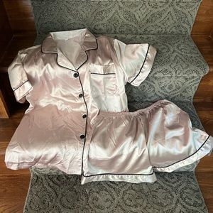 Rose satin pajama set